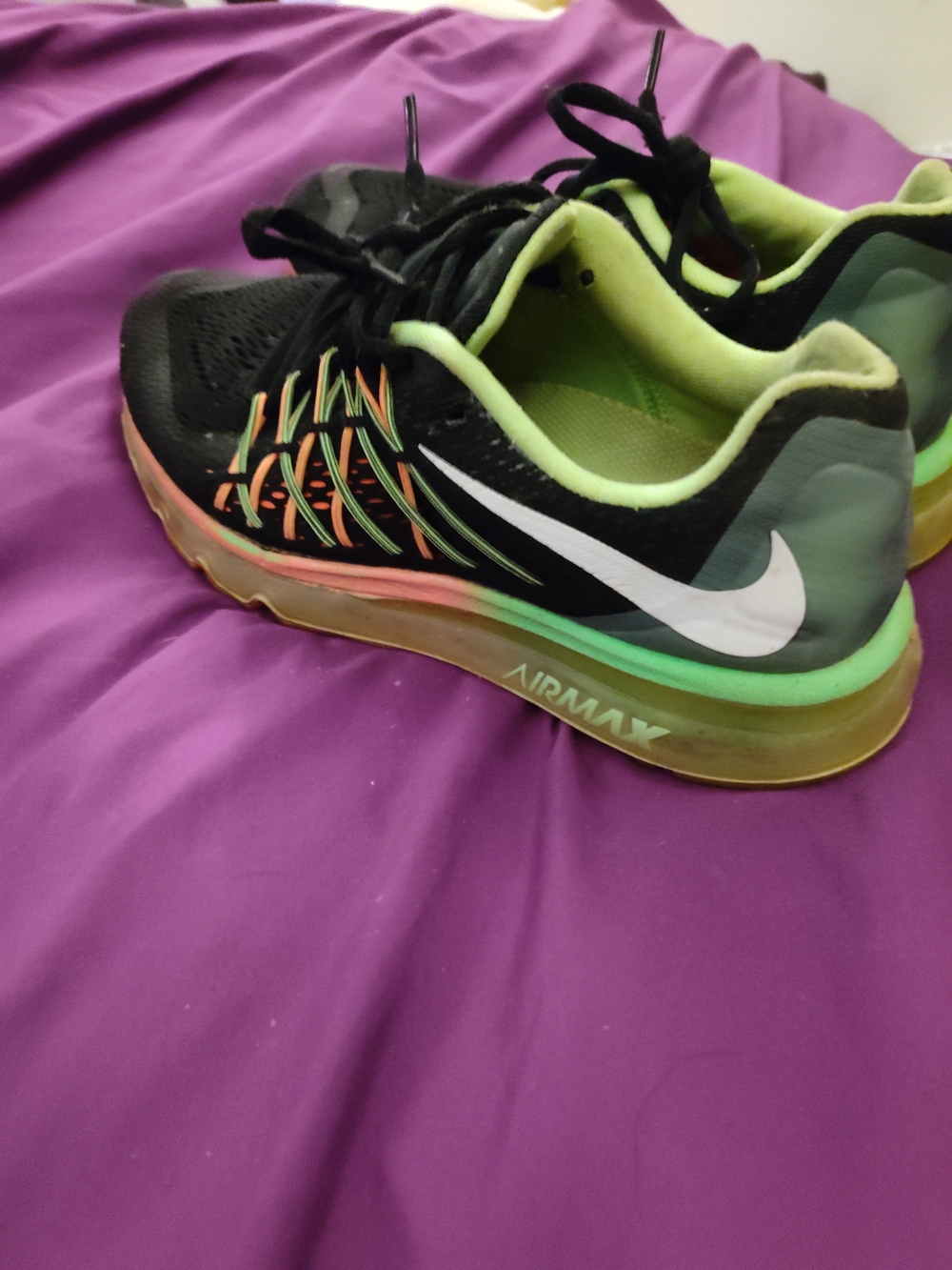 Nike Women’s Air Max Running Shoes in Black, Neon Green & Coral